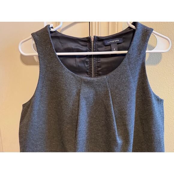 Lands' End Sleeveless Ponte Charcoal Gray Shift Dress Back Zipper Pockets Sz 6 - Picture 2 of 12